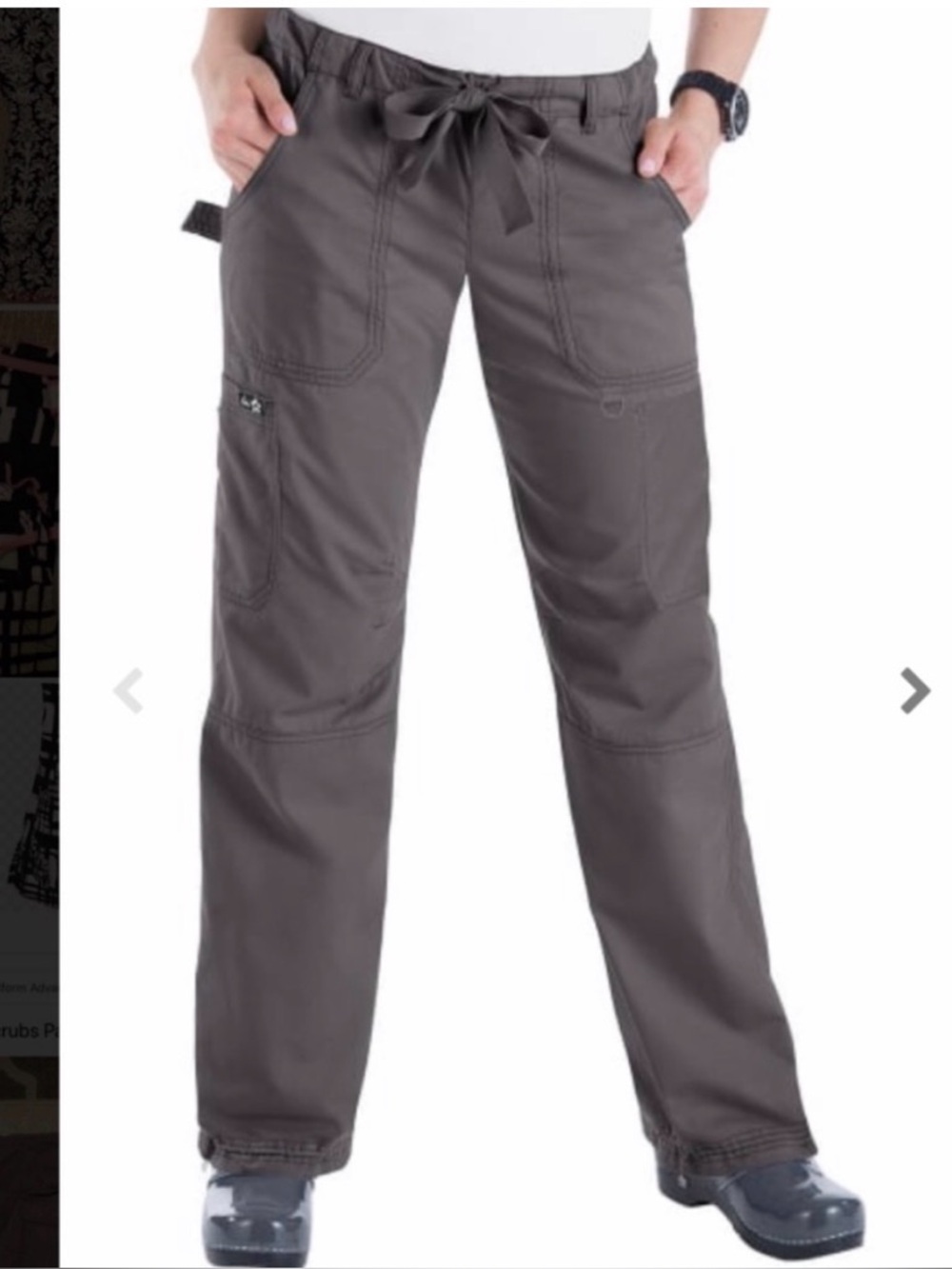 Koi Happiness Lindsey Cargo Scrub Pants Grey Adjustable Leg. XS Petite